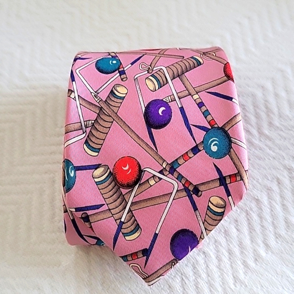 Robert Talbott Pink Croquet Design Silk Tie